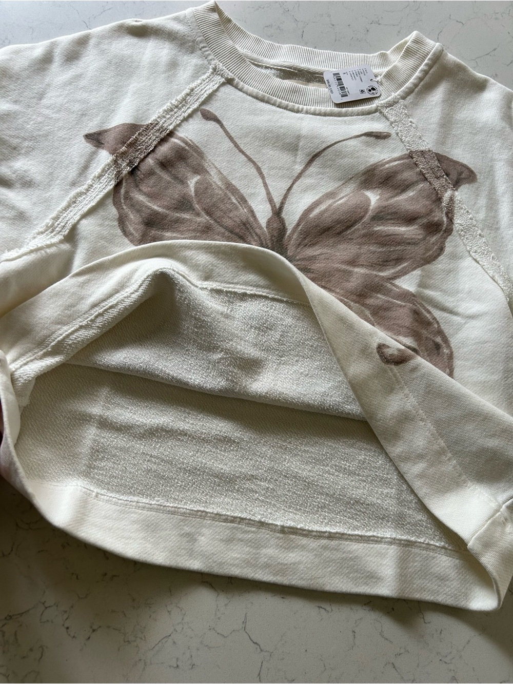 ❌SOLD❌NWT Free People Dahlia Short Sleeve Pullover in Tofu Combo - Picture 13 of 16